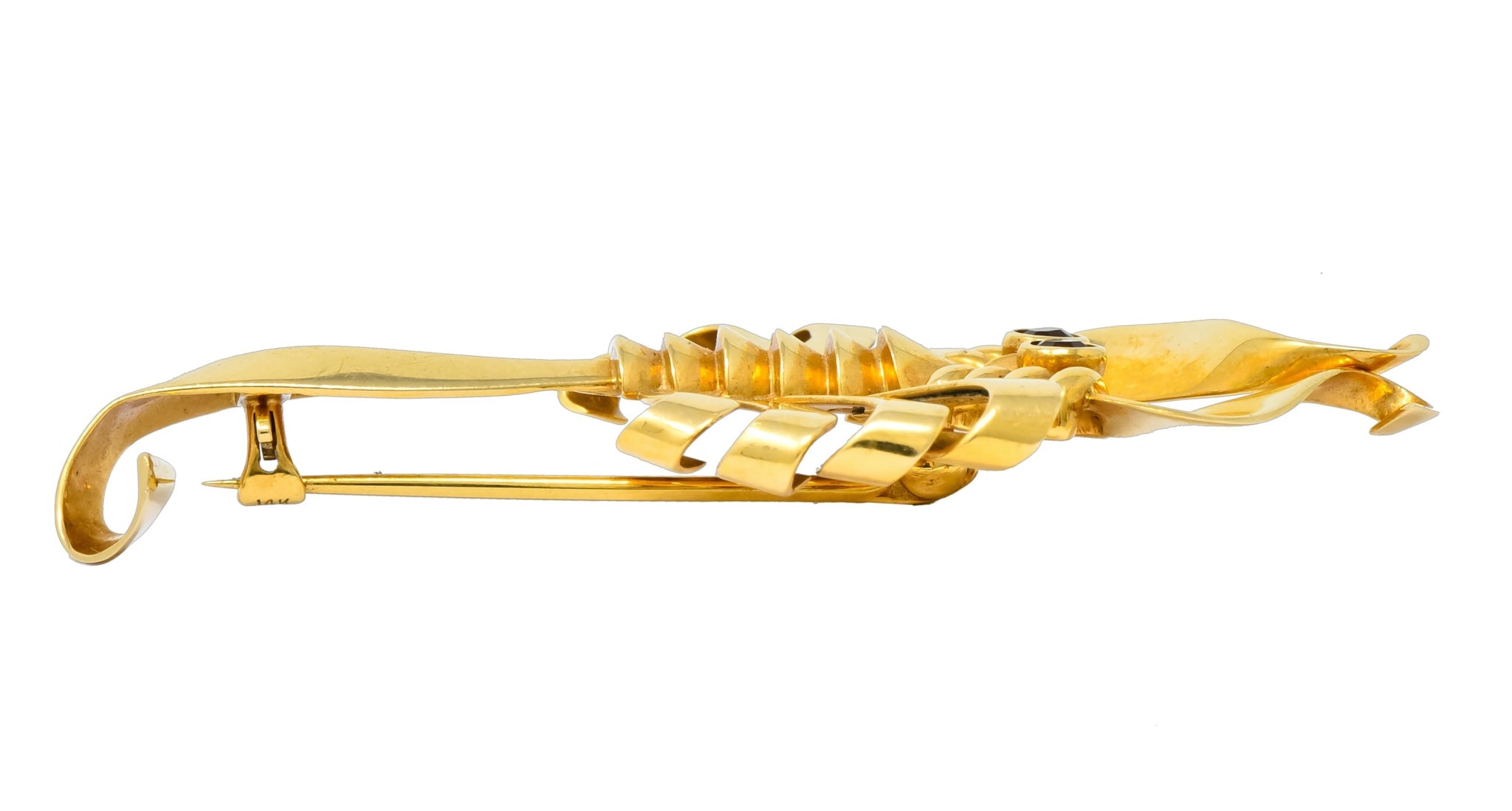 Trabert & Hoeffer Mauboussin Retro Citrine 14 Karat Gold Scorpion Brooch - Wilson's Estate Jewelry