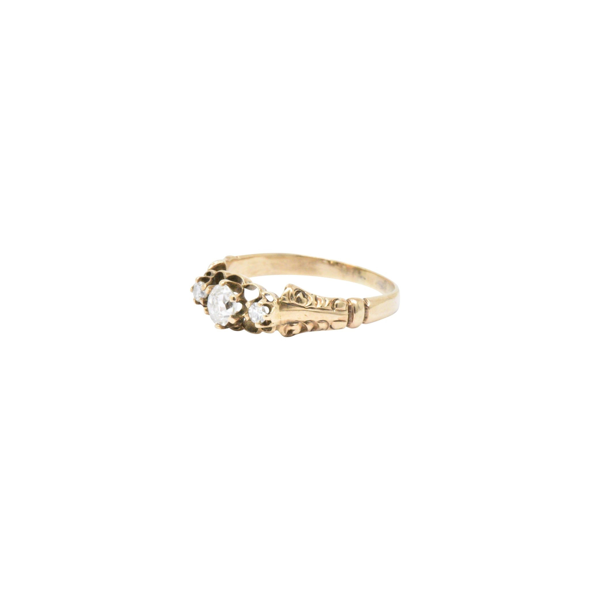 Victorian 0.29 CTW Diamond & 14K Yellow Gold Engagement Ring Wilson's Estate Jewelry