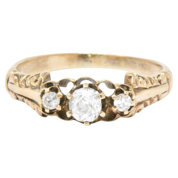Victorian 0.29 CTW Diamond & 14K Yellow Gold Engagement Ring Wilson's Estate Jewelry