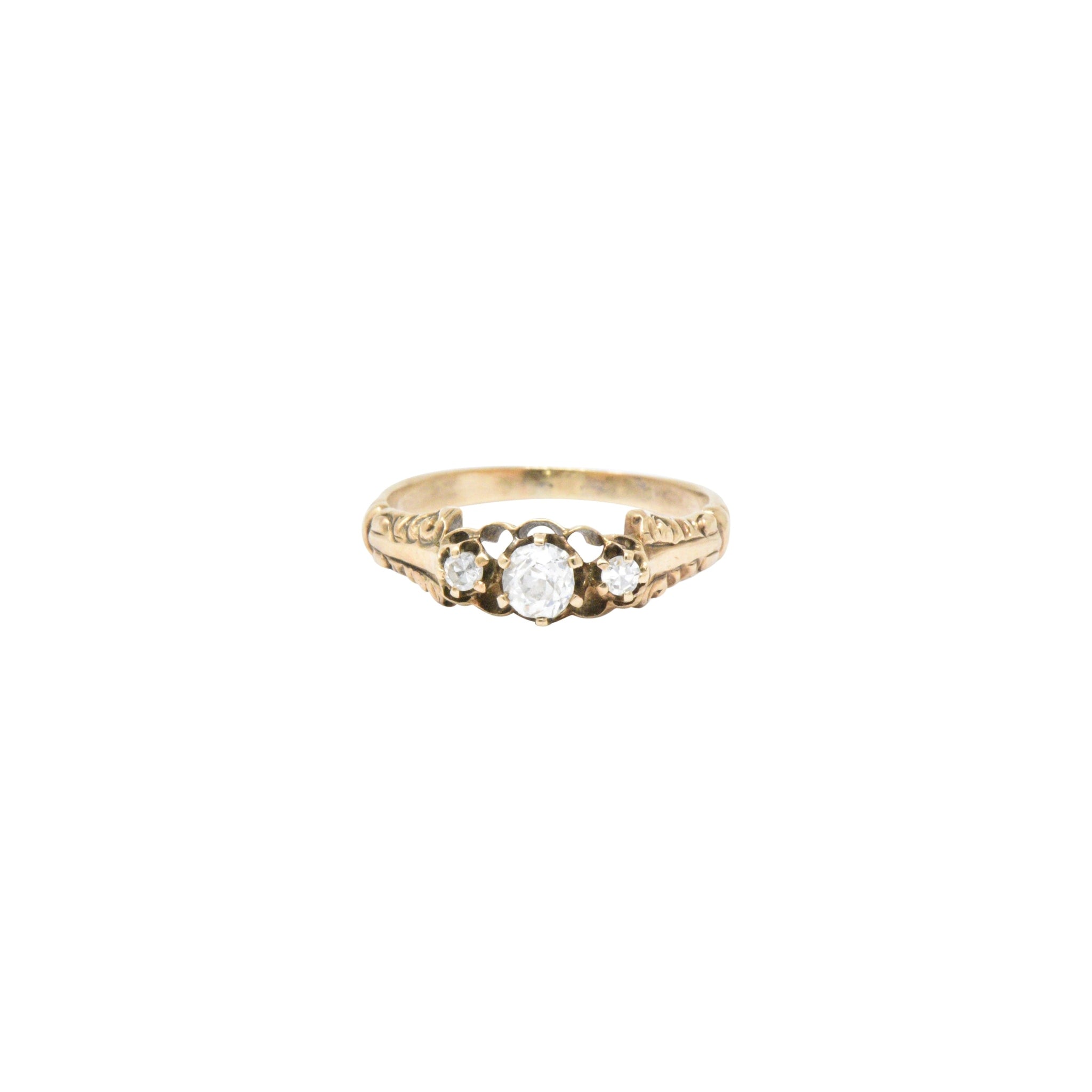 Victorian 0.29 CTW Diamond & 14K Yellow Gold Engagement Ring Wilson's Estate Jewelry