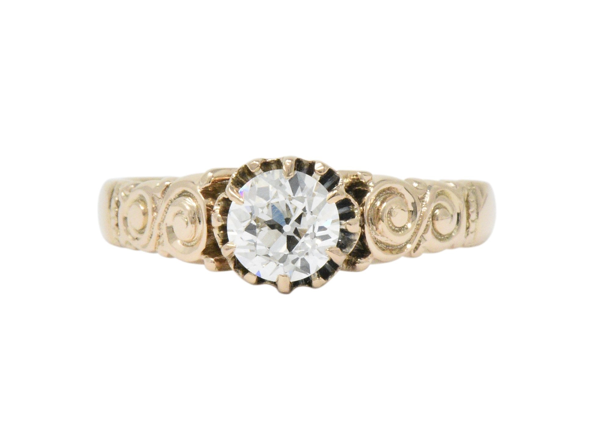 Victorian 0.57 CTW Diamond 14 Karat Rose Gold Engagement Ring GIA Wilson's Estate Jewelry