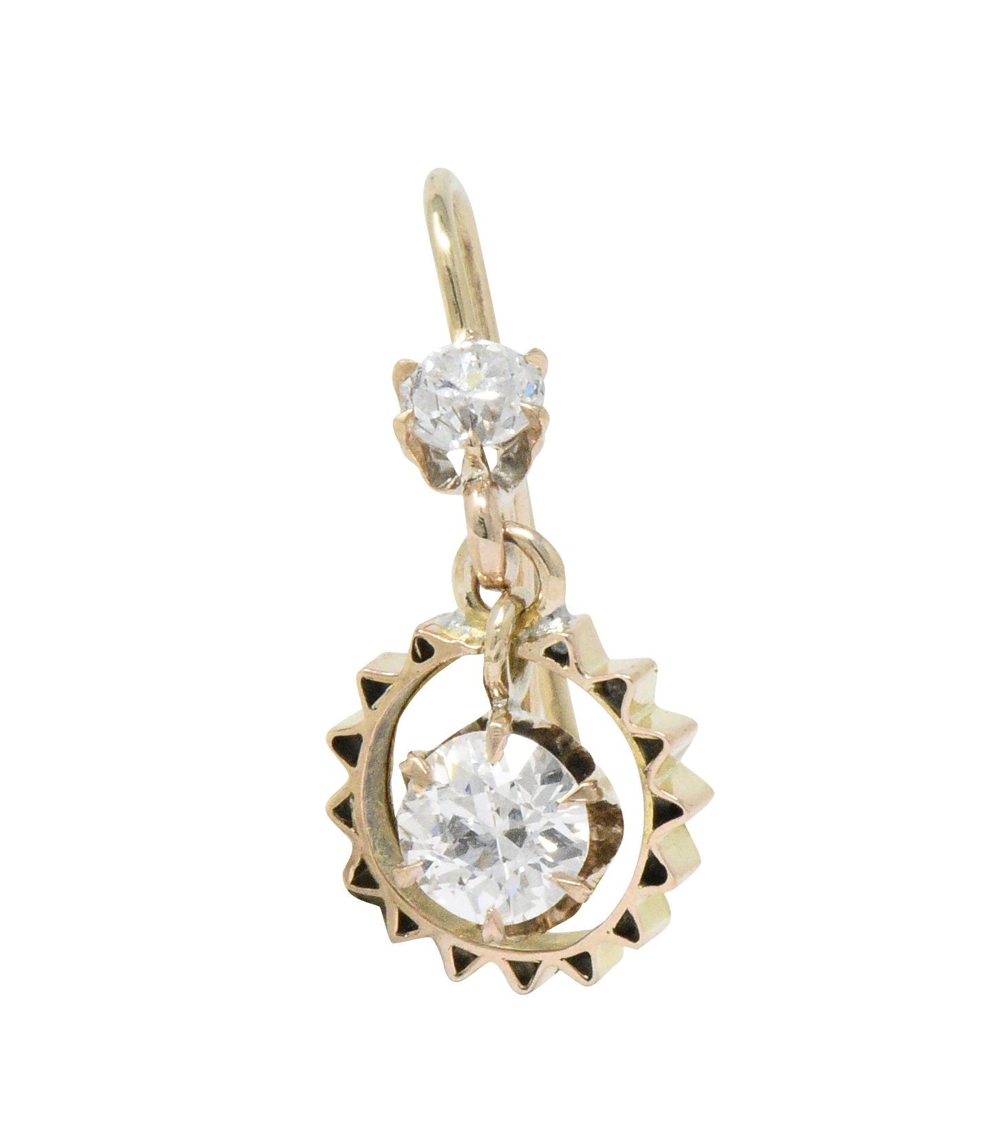 Victorian 1.30 CTW Diamond 14 Karat Rose Gold Drop Earrings Wilson's Estate Jewelry