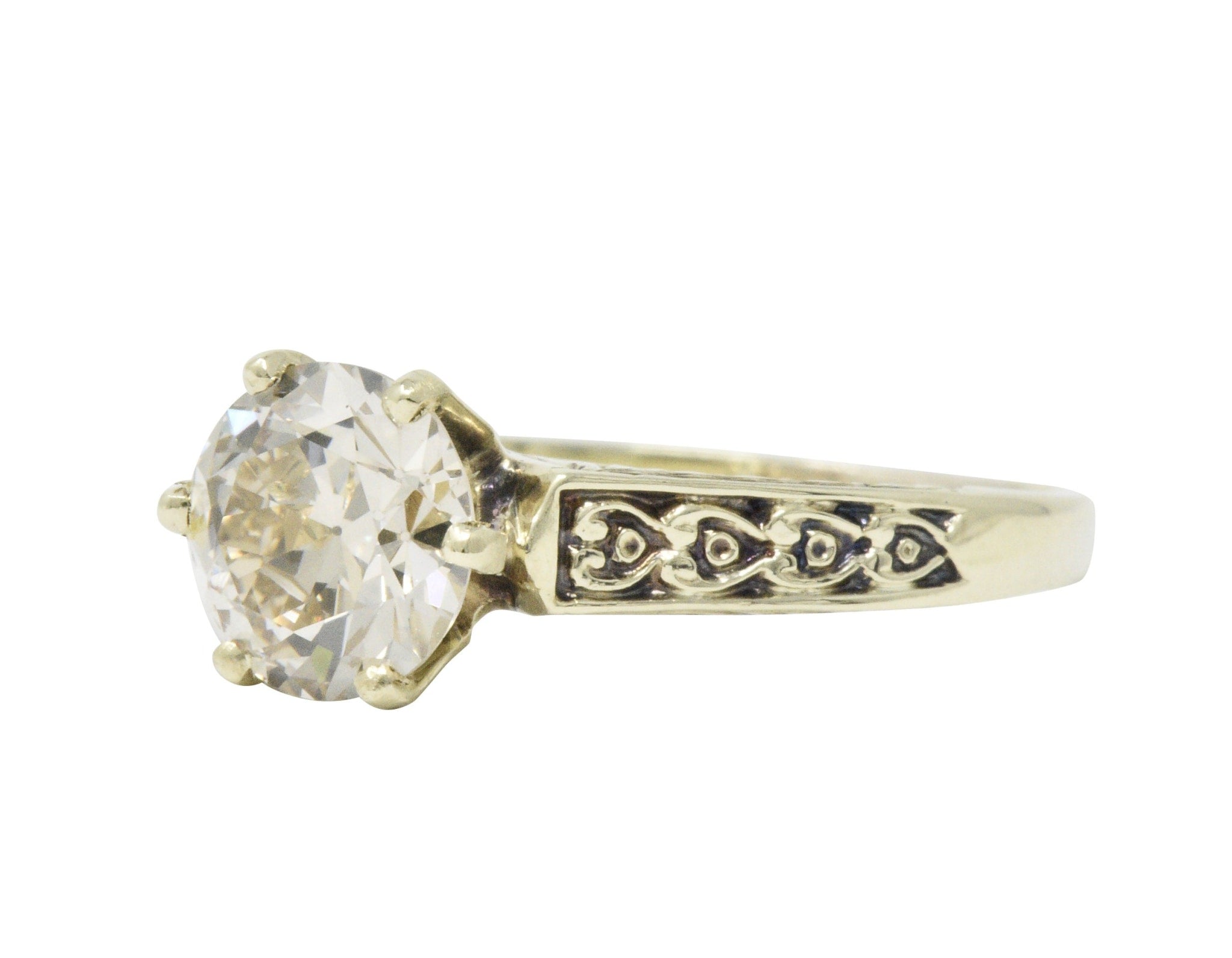 Victorian 1.32 CTW Diamond 14 Karat Gold Solitaire Engagement Ring Wilson's Estate Jewelry