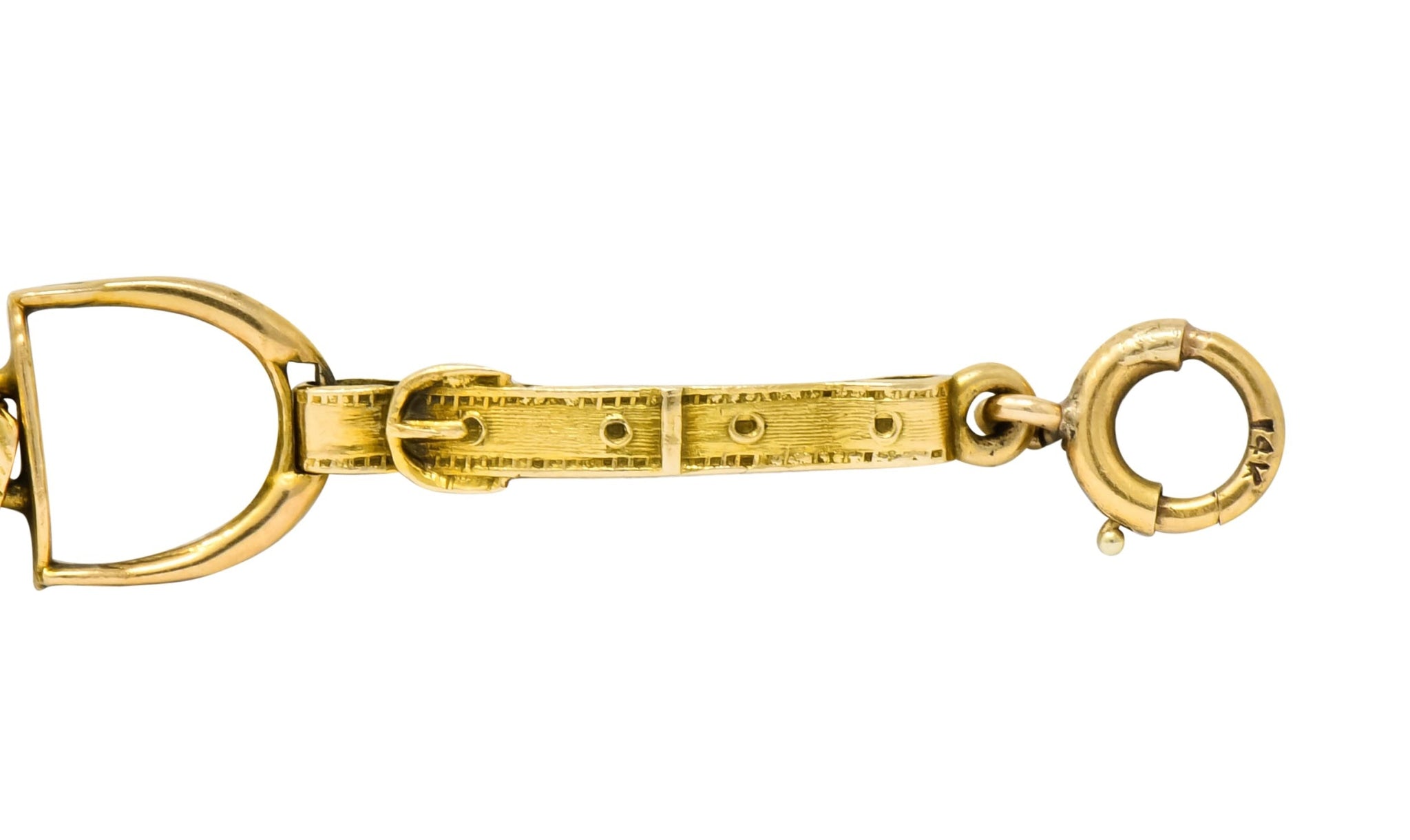 Victorian 14 Karat Yellow Gold Fox Hunt Horse Link Bracelet - Wilson's Estate Jewelry