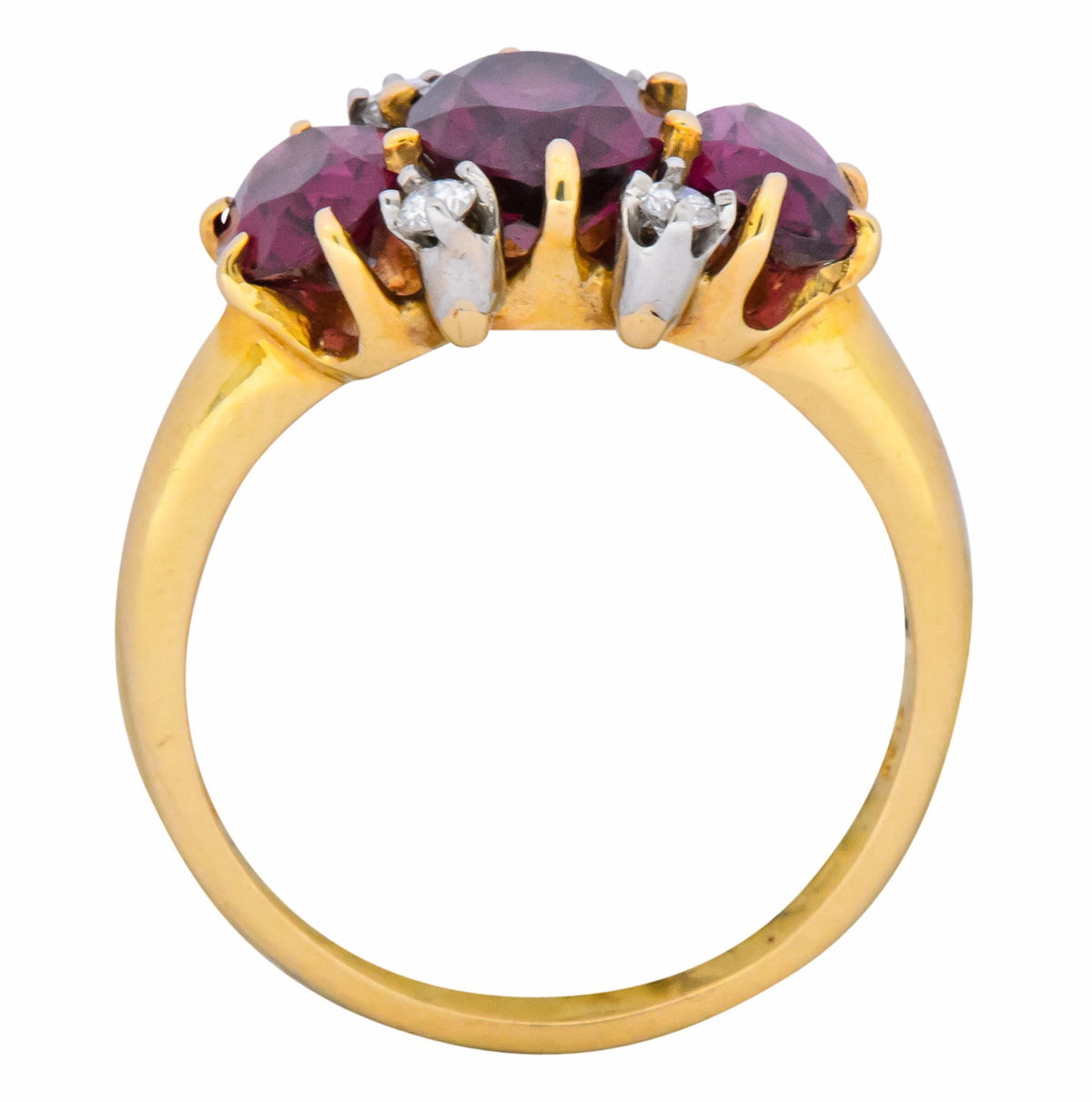 Victorian 3.09 CTW Rhodolite Garnet Diamond 14 Karat Two-Tone Gold Ring - Wilson's Estate Jewelry