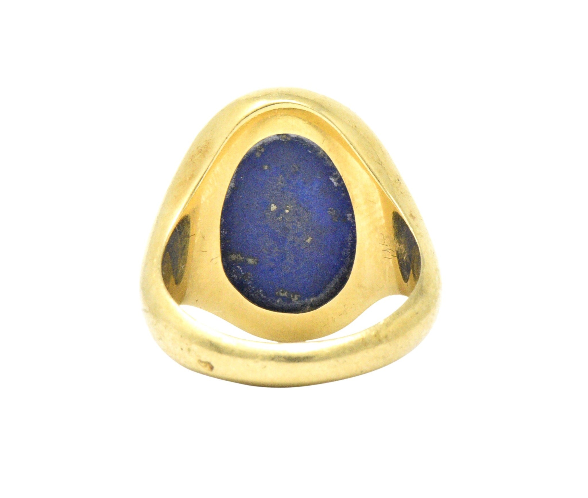 Victorian French Lapis Lazuli Intaglio 18 Karat Gold Signet Ring Wilson's Estate Jewelry