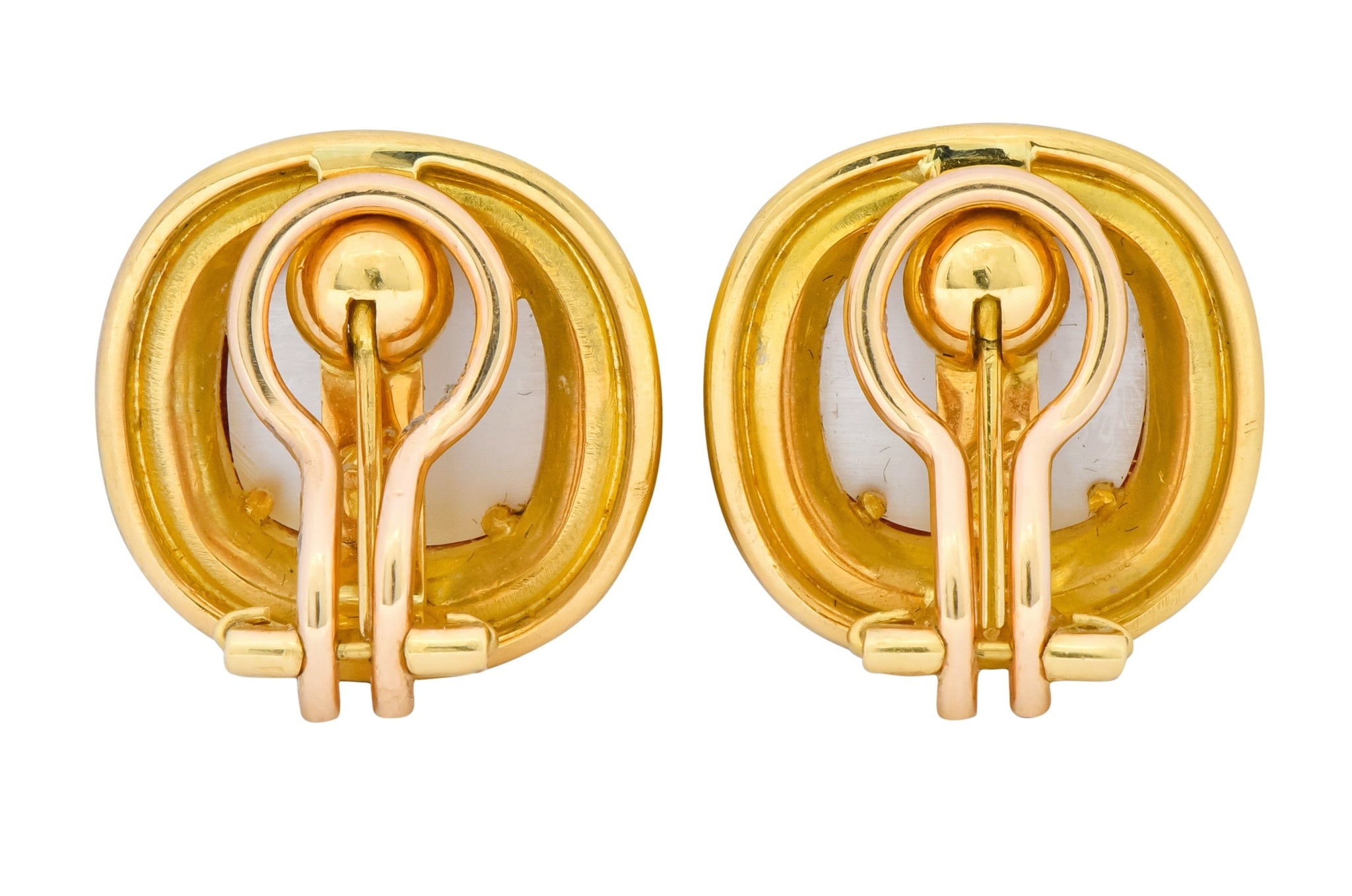 Vintage 1980's Elizabeth Locke Pink Tourmaline 19 Karat Gold Ear-Clip Earrings - Wilson's Estate Jewelry