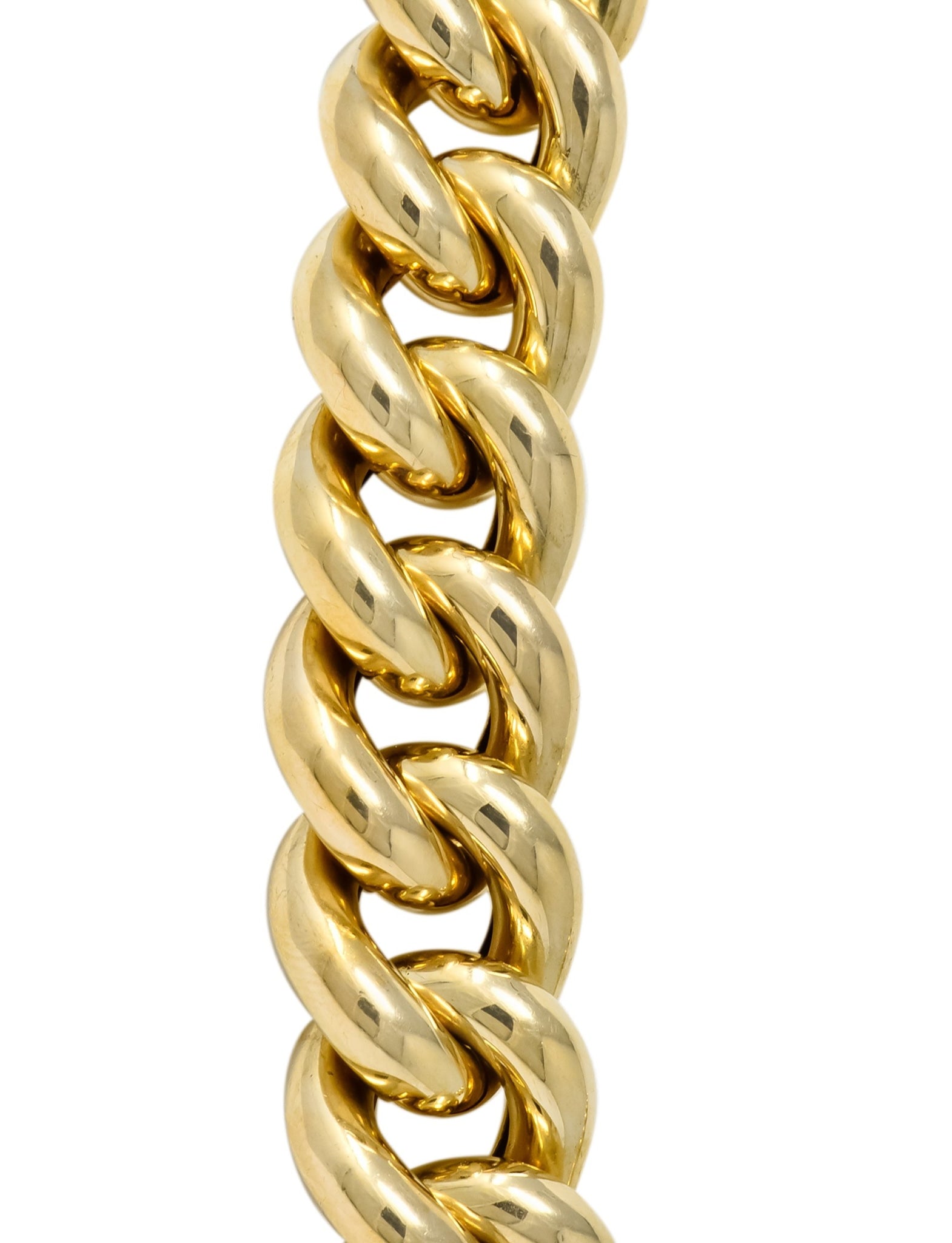 Vintage Italian 14 Karat Yellow Gold Puffed Curb Link Necklace - Wilson's Estate Jewelry