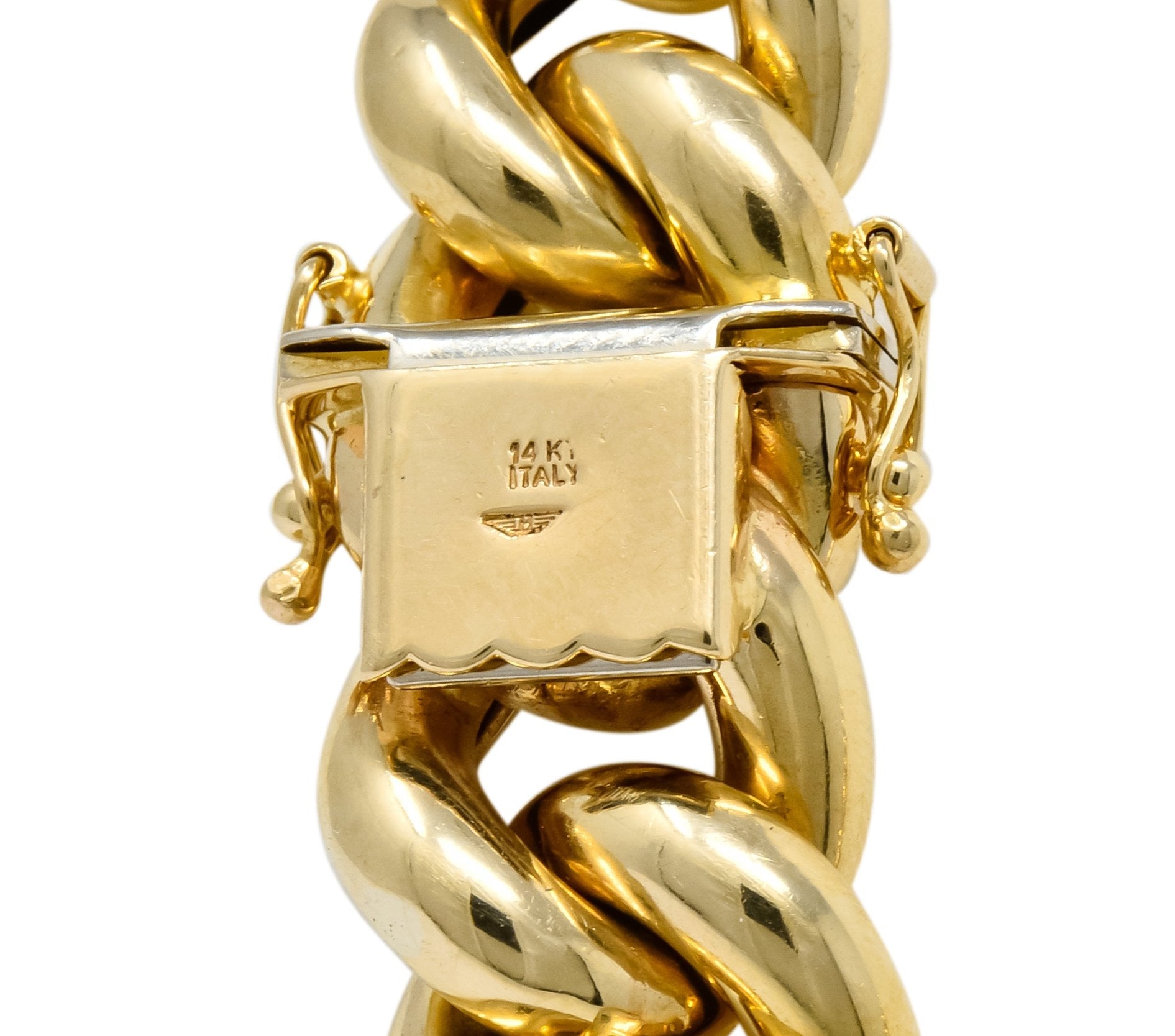 Vintage Italian 14 Karat Yellow Gold Puffed Curb Link Necklace - Wilson's Estate Jewelry