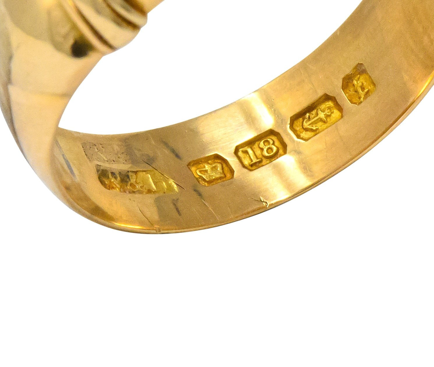 Walker & Hall Victorian Old Mine Diamond 18 Karat Gold Buckle Band Ring - Wilson's Estate Jewelry