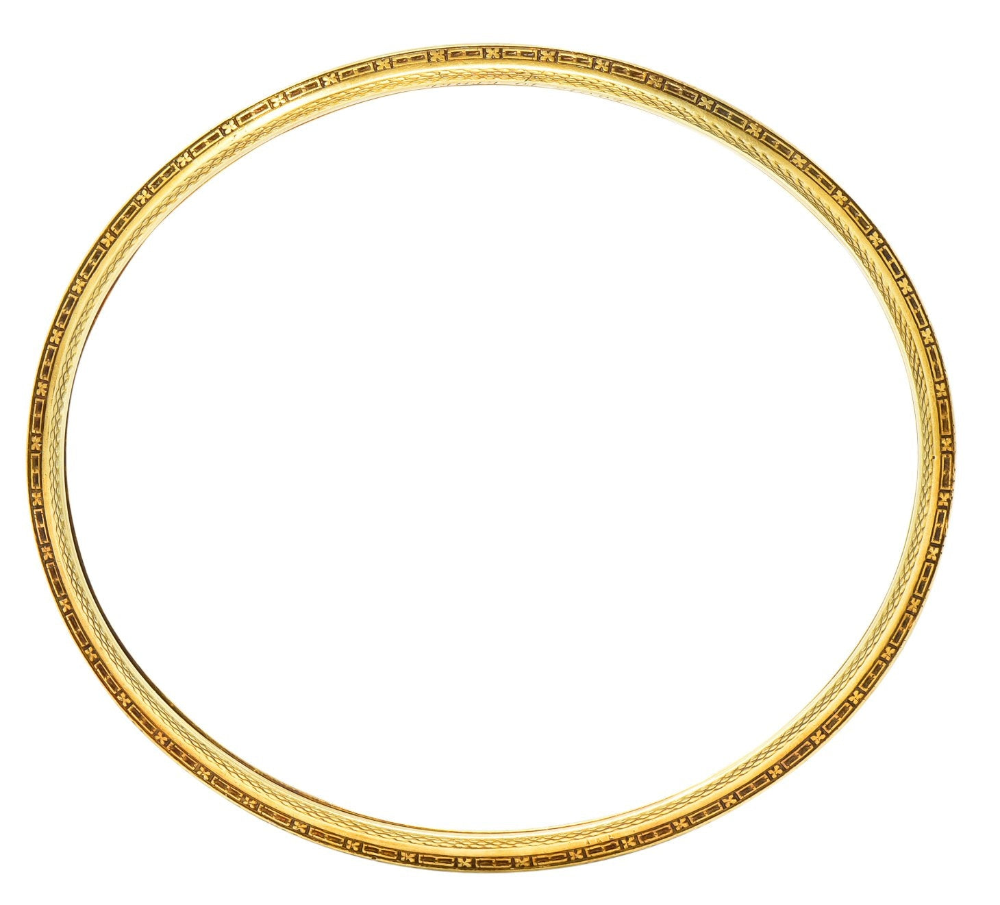 Wordley Allsopp & Bliss 14 Karat Gold Engraved Floral Bangle Bracelet - Wilson's Estate Jewelry