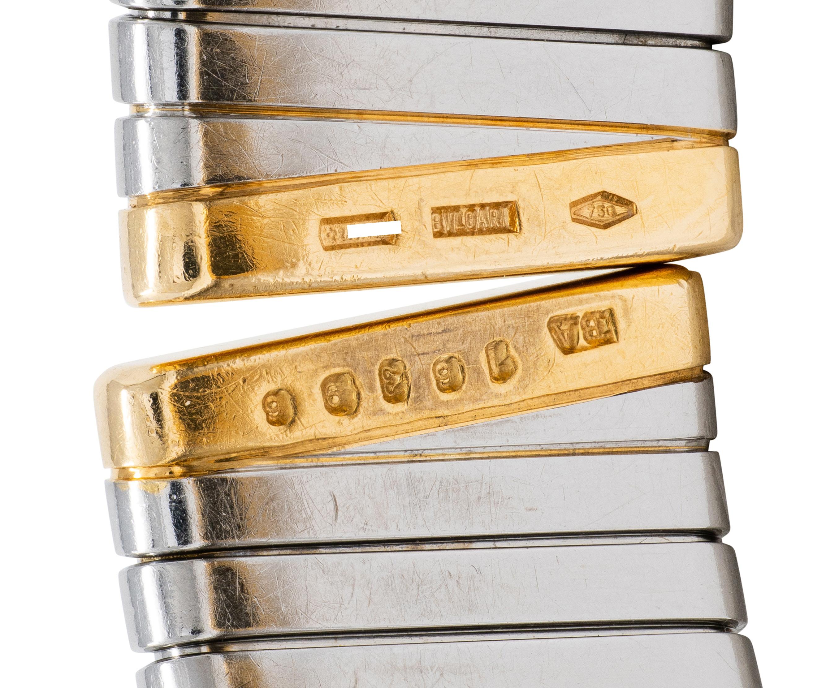 Bulgari 1980's Ancient Roman Coin 18K Gold Steel Vintage Monete Cuff Bracelet