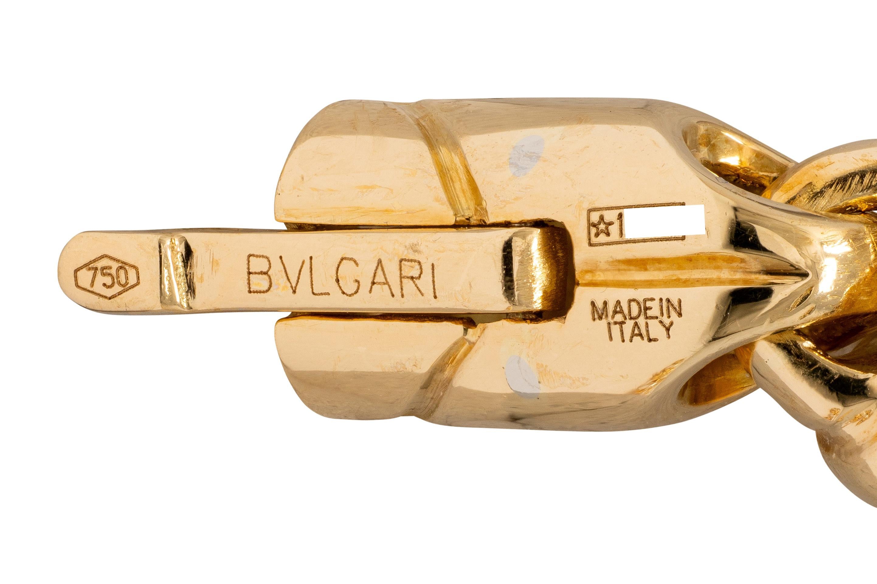 Bulgari 1980's Pearl 18 Karat Yellow Gold Vintage Passo Doppio Station Necklace