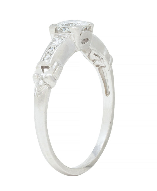 Art Deco 0.45 CTW Old European Cut Diamond Platinum Scroll Engagement Ring Wilson's Estate Jewelry