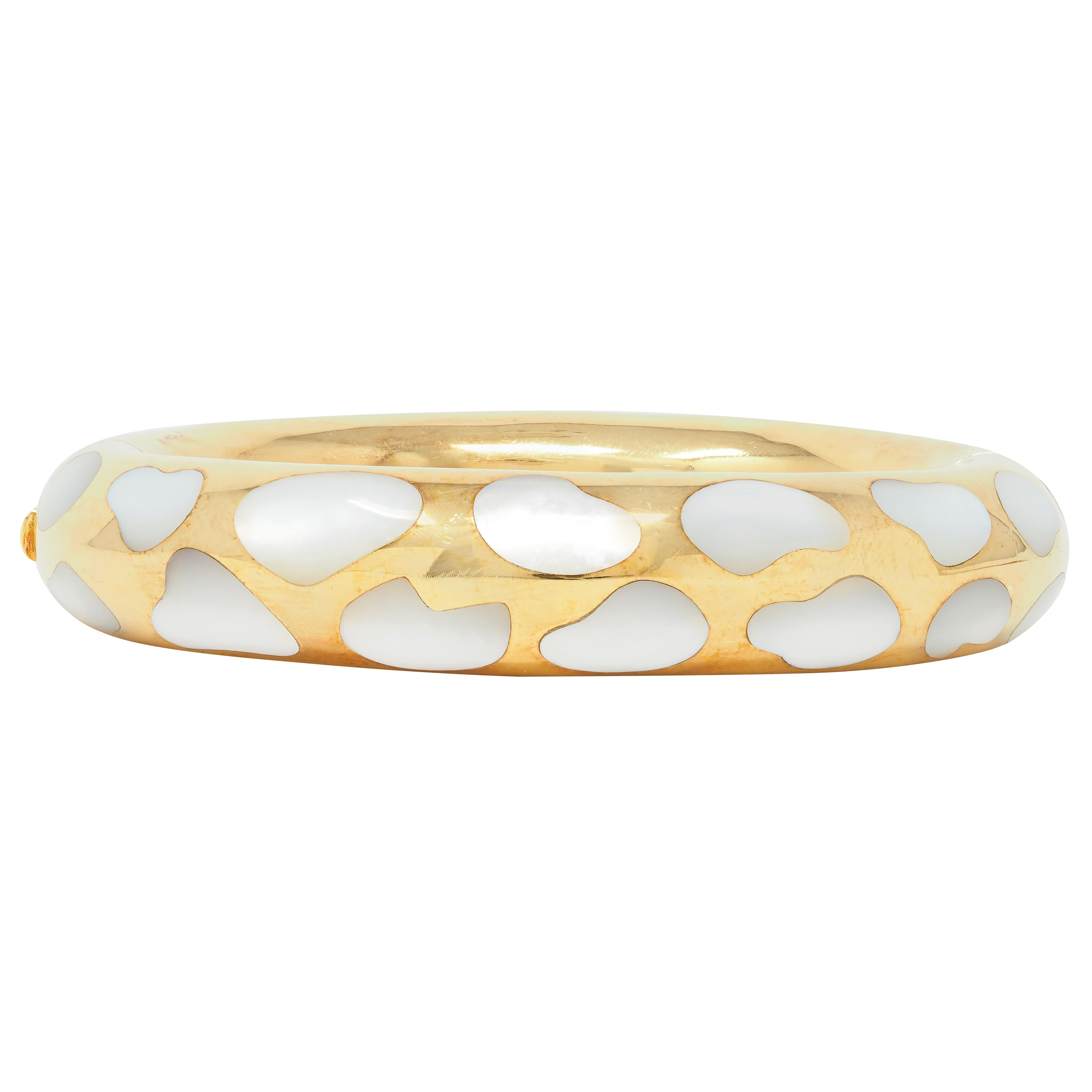 Tiffany & Co. Vintage Mother-Of-Pearl 18 Karat Yellow Gold Inlay Bangle Bracelet