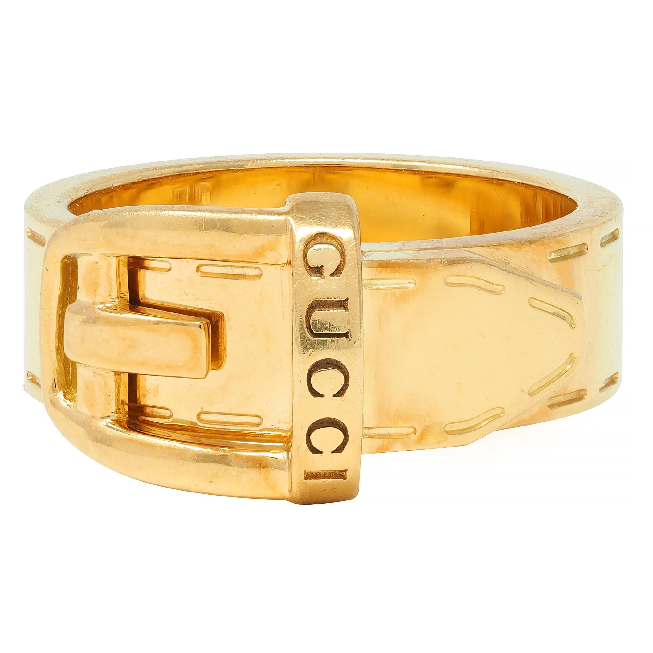 Gucci Contemporary 18 Karat Yellow Gold Belt Buckle Band Ring