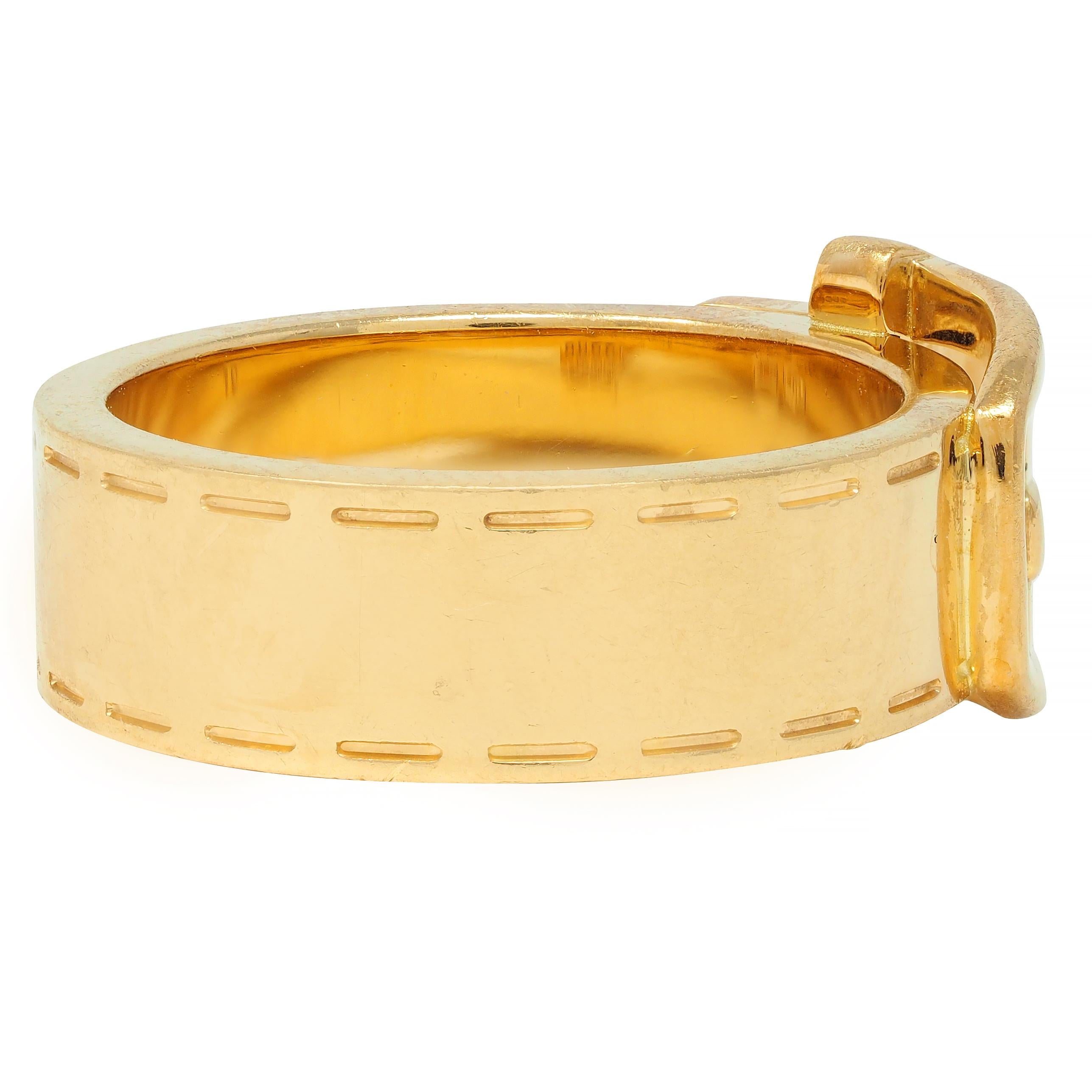 Gucci Contemporary 18 Karat Yellow Gold Belt Buckle Band Ring