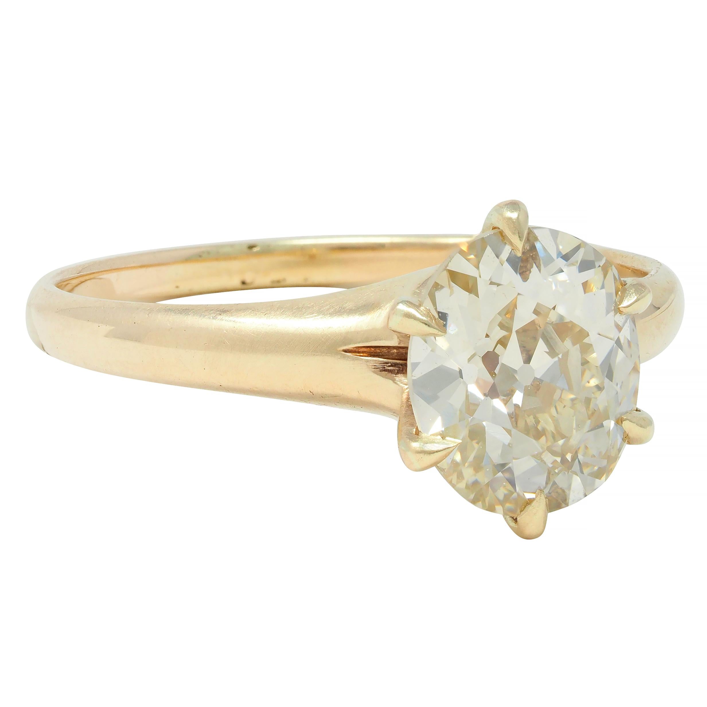 Victorian 1.41 CTW Old Mine Cut Diamond 14 Karat Gold Solitaire Engagement Ring