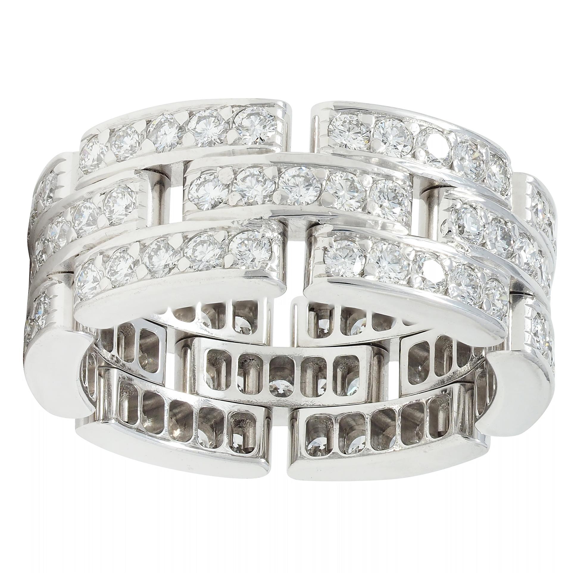 Cartier 1.40 CTW Diamond 18 Karat White Gold Maillon Panthère Band Ring