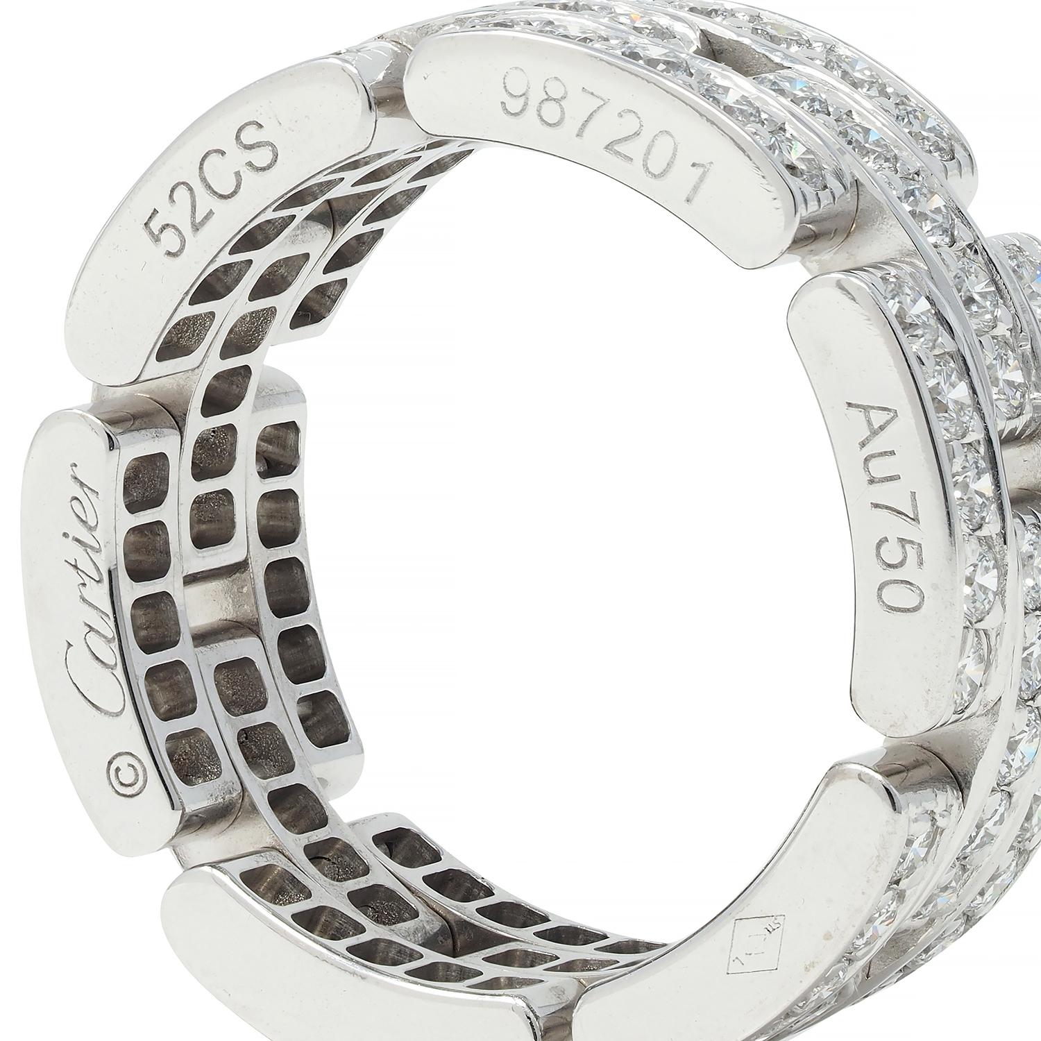 Cartier 1.40 CTW Diamond 18 Karat White Gold Maillon Panthère Band Ring