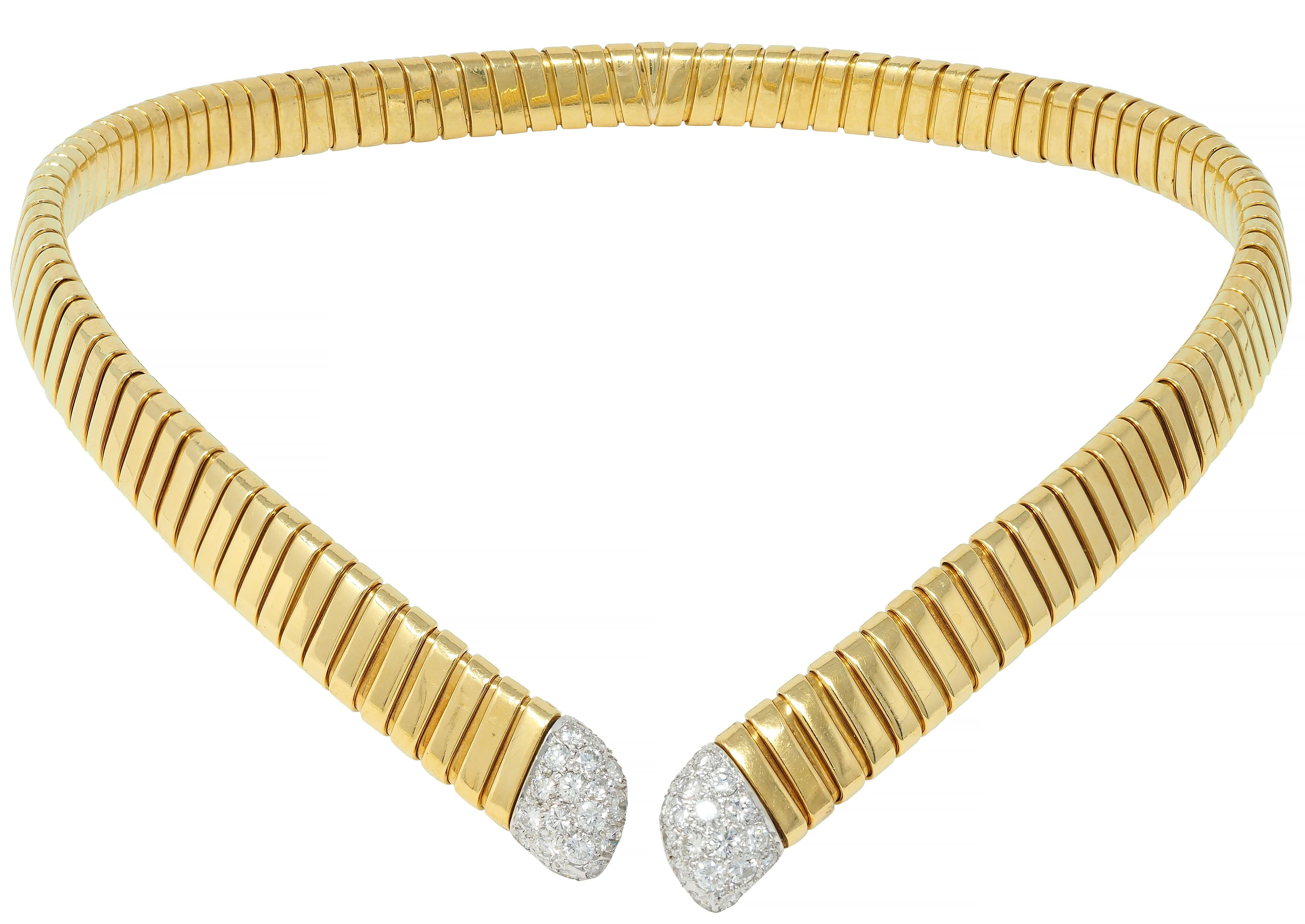 Cartier 1960's Diamond Platinum 18 Karat Gold Tubogas Collar Vintage Necklace