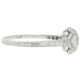 Art Deco 0.93 CTW Old Euro Diamond Platinum Quatrefoil Vintage Engagement Ring