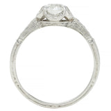 Art Deco 0.93 CTW Old Euro Diamond Platinum Quatrefoil Vintage Engagement Ring