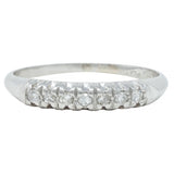 Mid-Century Single Cut Diamond Platinum Seven Stone Vintage Wedding Band Ring