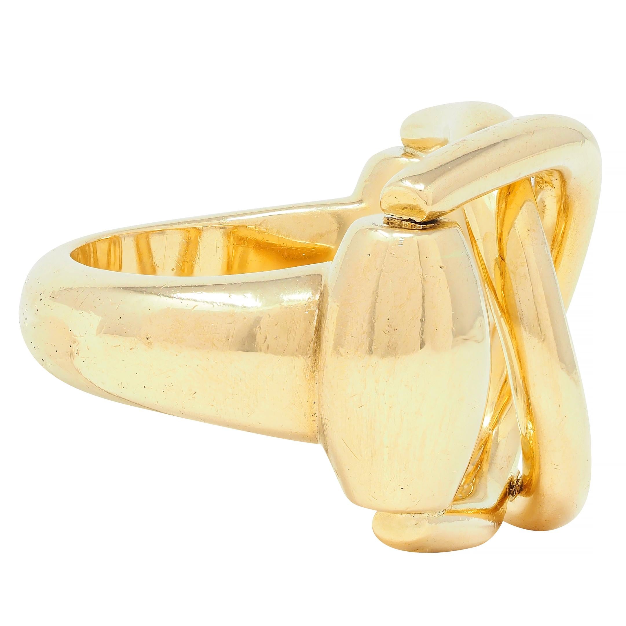 Gucci 2000's 18 Karat Yellow Gold Vintage Horsebit Interlocking Ring