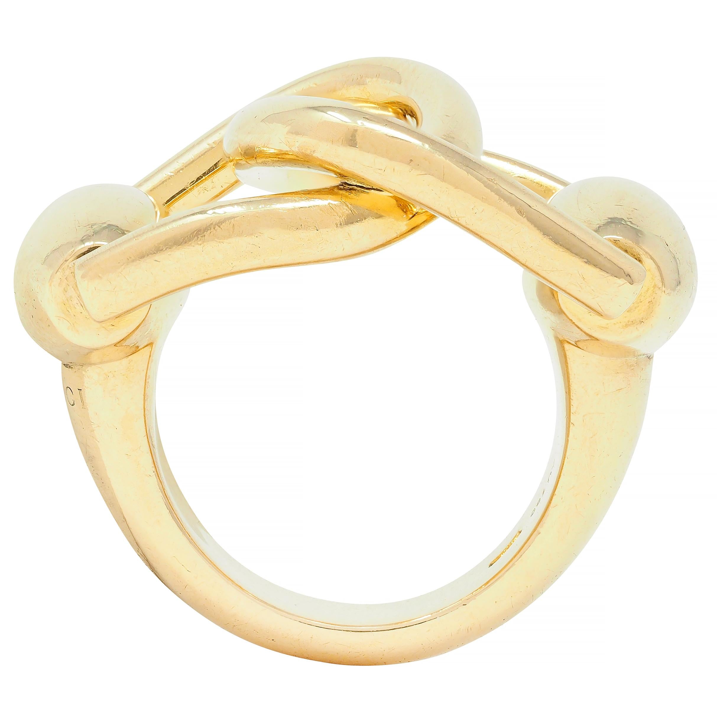 Gucci 2000's 18 Karat Yellow Gold Vintage Horsebit Interlocking Ring