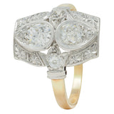 Art Deco 0.82 CTW Diamond Platinum 14 K Lotus Toi-Et-Moi Antique Dinner Ring