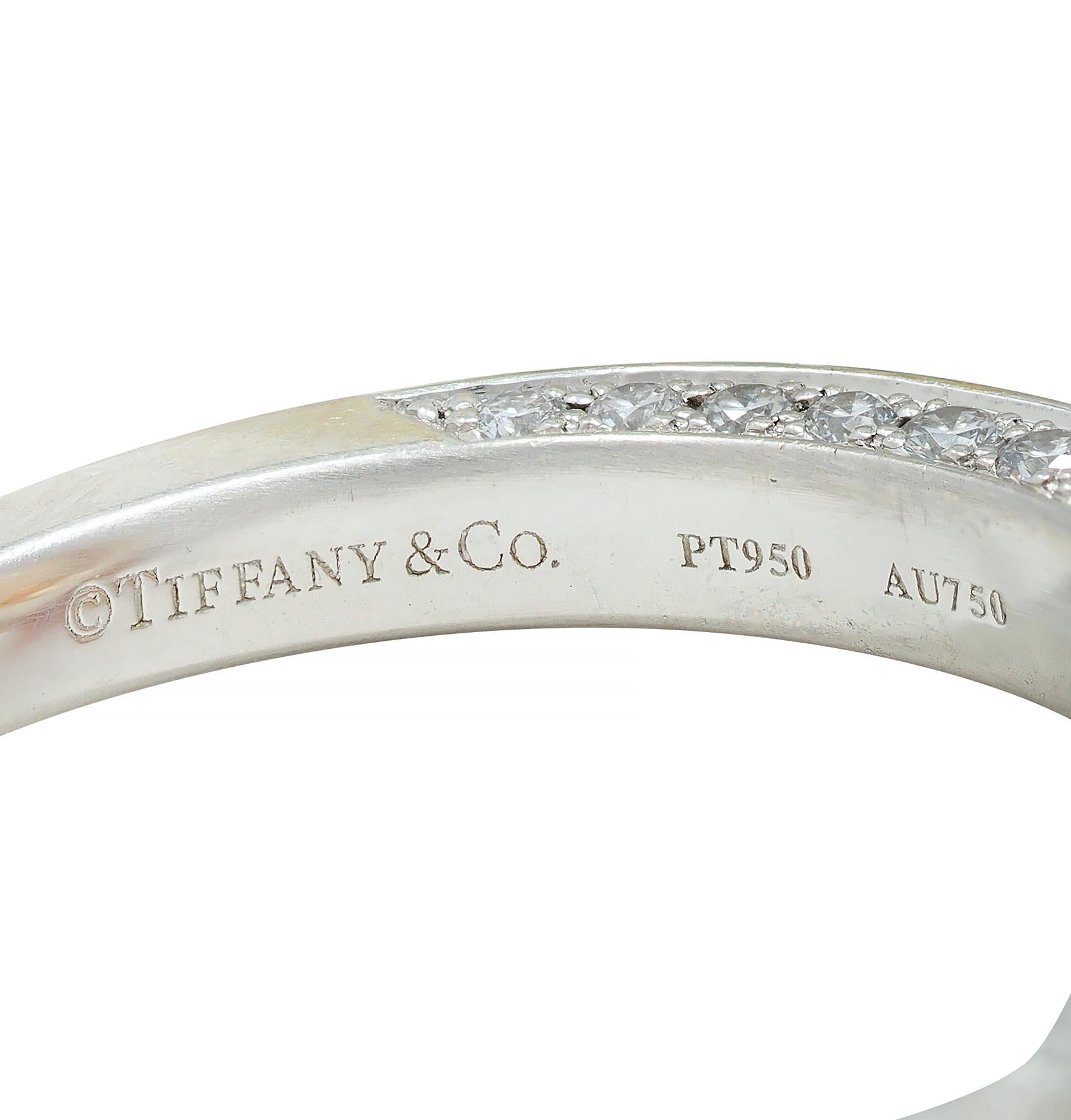 Tiffany & Co. 14.02 CTW No Heat Ceylon Golden & Pink Sapphire Diamond Halo Ring