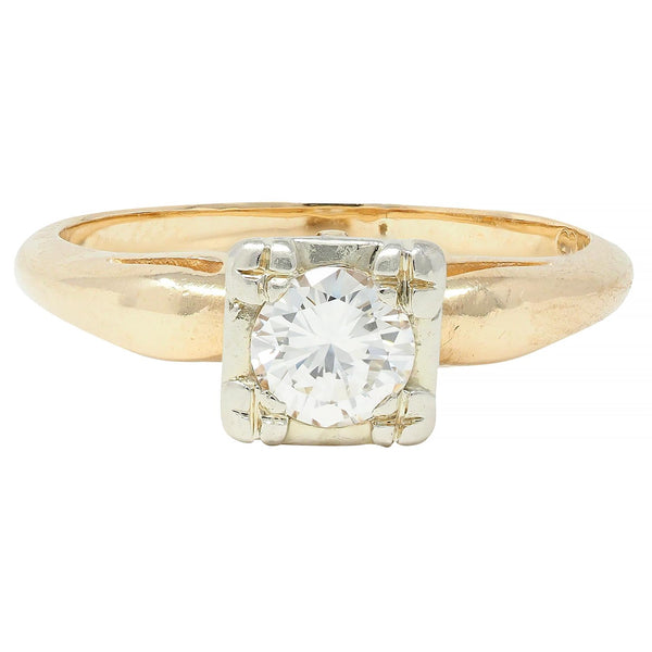 Retro 0.40 CTW Diamond 14 Karat Two-Tone Gold Solitaire Vintage Engagement Ring