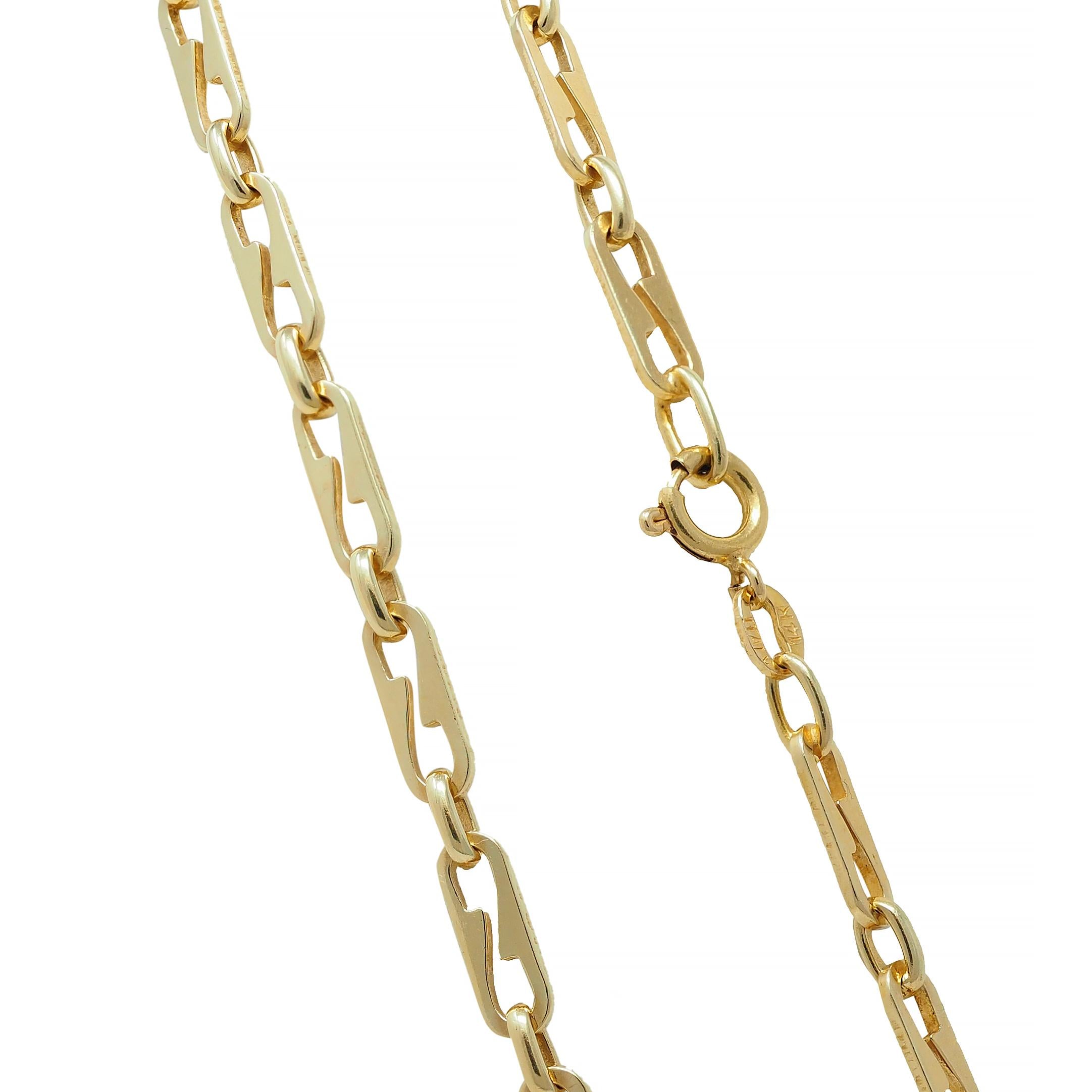 1990's 14 Karat Yellow Gold Vintage Fancy Paperclip Chain Link Unisex Necklace