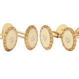 Bailey Banks & Biddle Victorian Diamond Enamel 14K Gold Antique Wheat Cufflinks