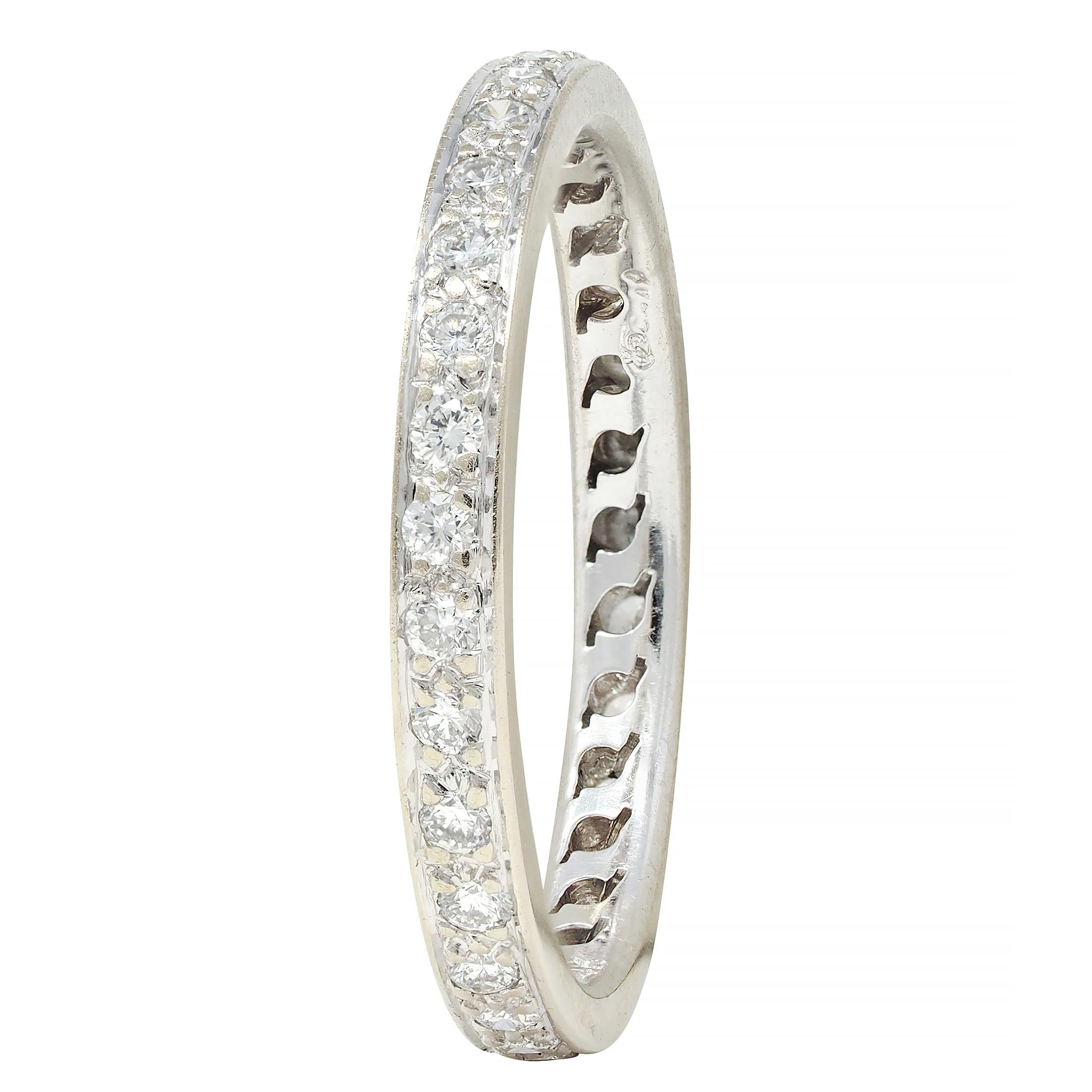 2000's 0.45 CTW Diamond 14 Karat White Gold Eternity Wedding Band Ring