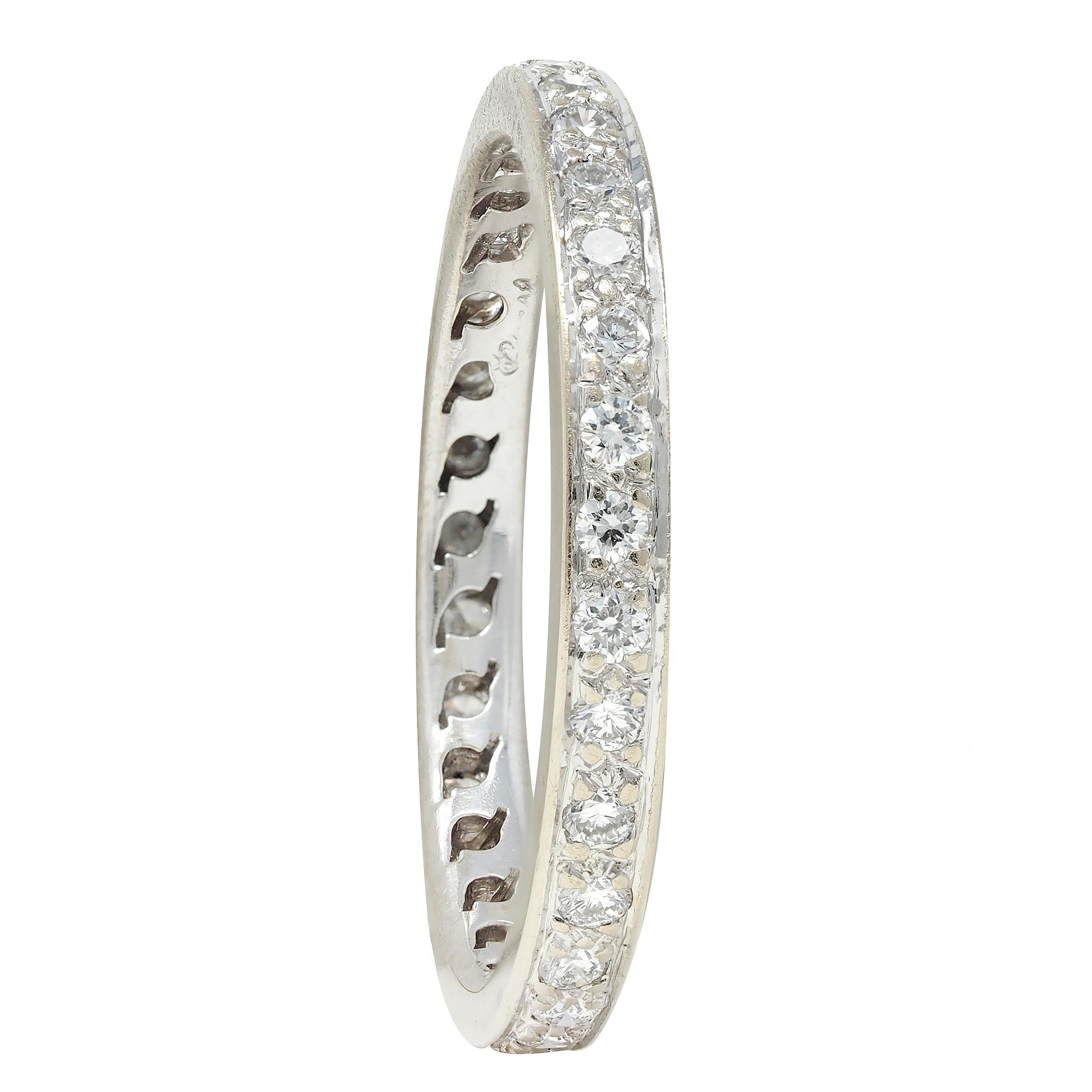 2000's 0.45 CTW Diamond 14 Karat White Gold Eternity Wedding Band Ring