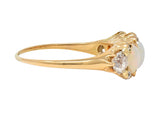 Victorian Opal Diamond 14 Karat Yellow Gold Antique Band Ring