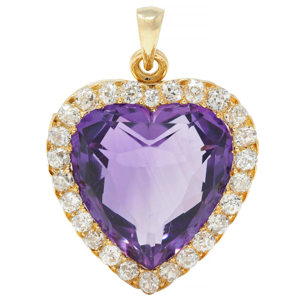 Tiffany & Co. Victorian Amethyst Diamond Antique Heart Pendant Brooch