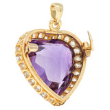 Tiffany & Co. Victorian Amethyst Diamond Antique Heart Pendant Brooch