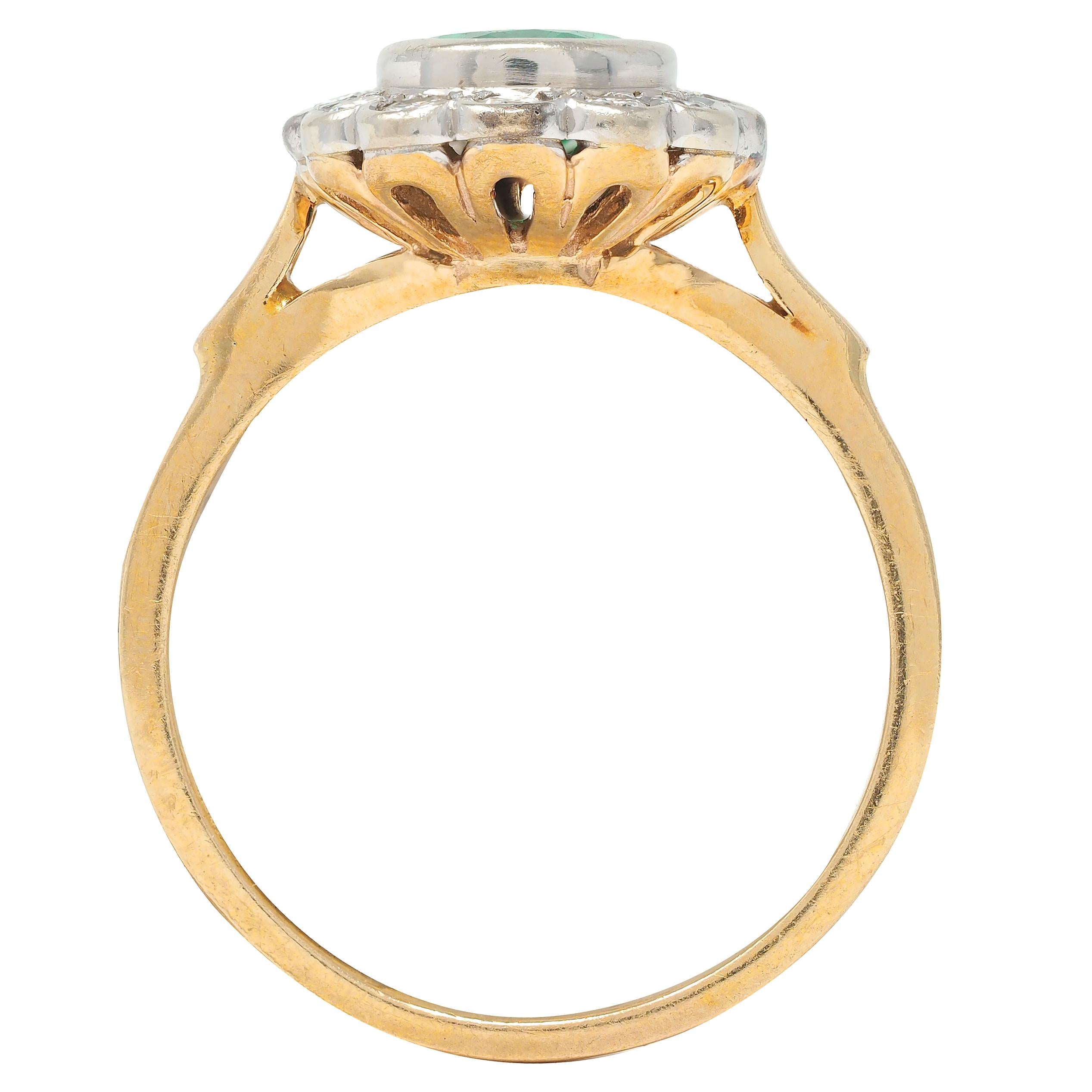 Contemporary 1.60 CTW No-Oil Emerald Diamond 14K Two-Tone Gold Halo Ring GIA