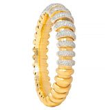 Bulgari 3.40 CTW Diamond 18 Two-Tone Gold Vintage Celtaura Tubogas Cuff Bracelet