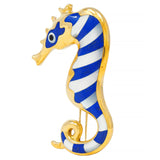 Tiffany & Co. 1970's Lapis Lazuli Mother-Of-Pearl Onyx 18K Gold Seahorse Brooch