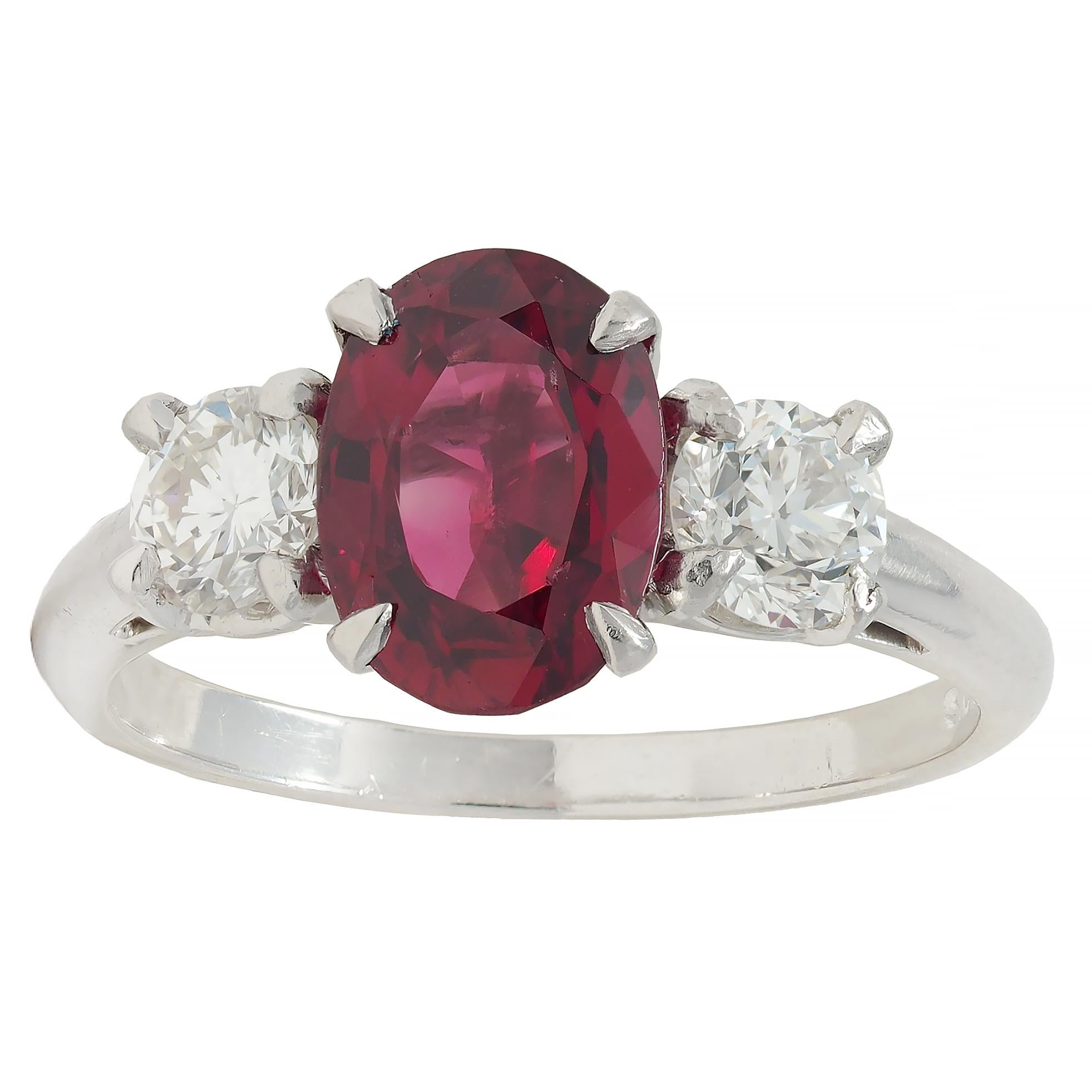 Shreve Crump & Low Mid-Century 1.89 CTW Spinel Diamond Platinum Vintage Ring