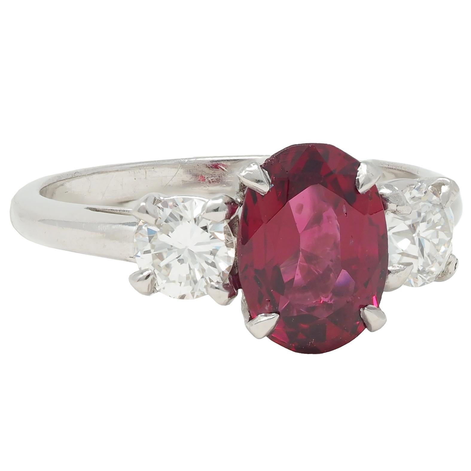 Shreve Crump & Low Mid-Century 1.89 CTW Spinel Diamond Platinum Vintage Ring