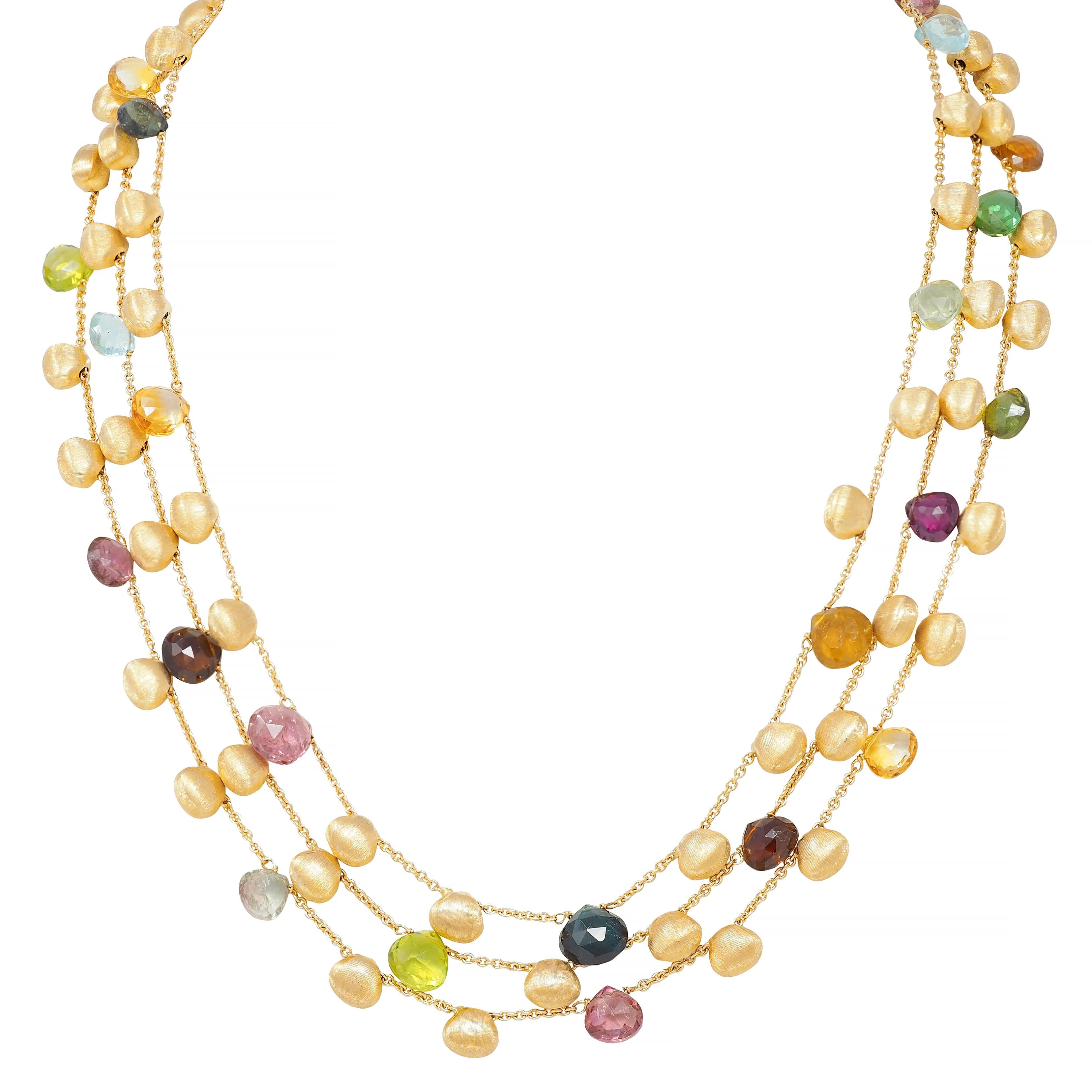 Marco Bicego Contemporary Multi-Gem 18K Gold Paradise Multi-Strand Necklace