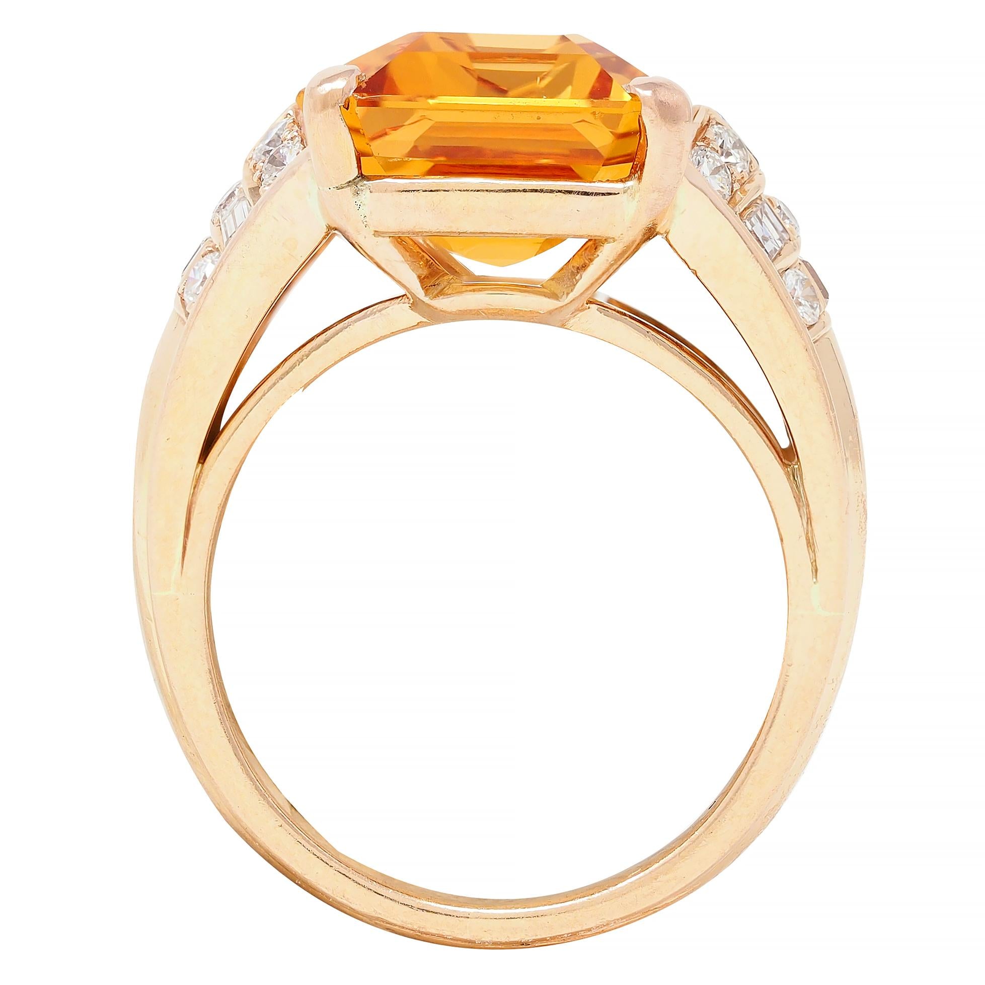 1980's 12.25 CTW Imperial Topaz Diamond 14 Karat Gold Vintage Cocktail Ring