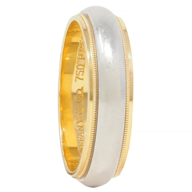 Tiffany & Co Platinum 18 Karat Yellow Gold Contemporary Unisex Wedding Band Ring