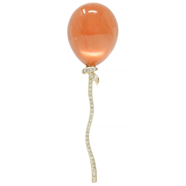 Vhernier Diamond Quartz Coral Mother-of-Pearl 18K Gold Balloon Palloncino Brooch