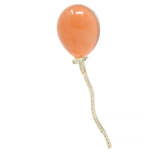 Vhernier Diamond Quartz Coral Mother-of-Pearl 18K Gold Balloon Palloncino Brooch